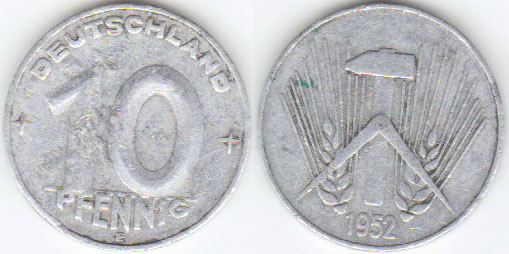 1952 E East Germany 10 Pfennig A002004 - Click Image to Close